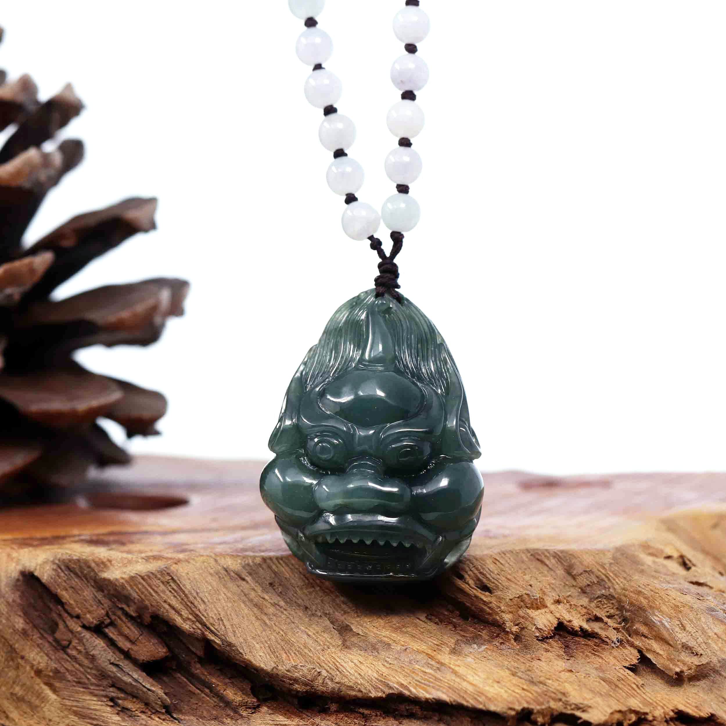 翡翠 獅子と龍の彫刻 pendant Baikalla™ 