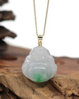 Baikalla Jewelry Gold Jade Buddha Baikalla "Laughing Buddha" 14k Gold Genuine White Green Jadeite Jade