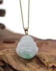 Baikalla Jewelry Gold Jade Buddha Baikalla "Laughing Buddha" 14k Gold Genuine White Green Jadeite Jade