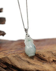 Baikalla Jewelry 18k Gold Jadeite Necklace Natural Unique Jadeite Jade Lucky Bottle Necklace with 14k White Gold Bail
