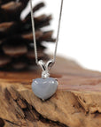 Baikalla Jewelry 18k Gold Jadeite Necklace Baikalla 14K Gold Genuine Burmese Grey Jadeite Jade Heart Pendant with Moissanite