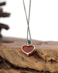 Baikalla Jewelry 18k Gold Jadeite Necklace Baikalla 14K Gold Genuine Burmese Orange Jadeite Jade Heart Pendant with VS1 Diamonds
