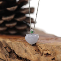 Baikalla Jewelry 18k Gold Jadeite Necklace Pendant Only Baikalla 14K Gold Genuine Burmese Lavender Jadeite Jade Heart Pendant with VS1 Diamonds