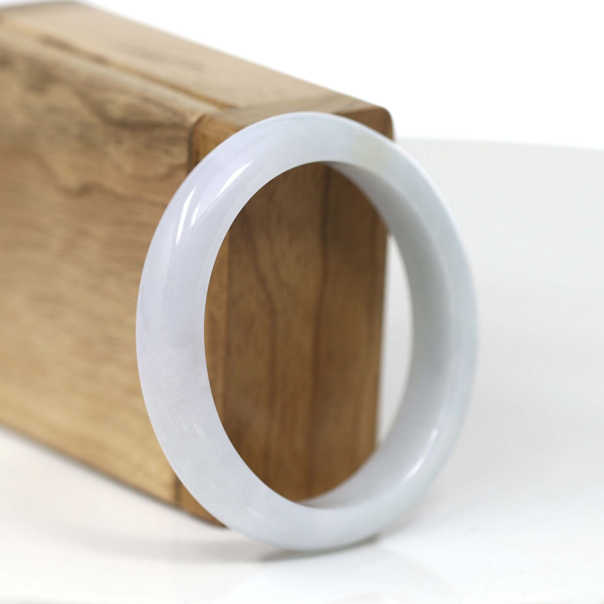 Baikalla Jewelry Jadeite Jade Bangle Bracelet Baikalla White Oval Natural Burmese Jadeite Jade Bangle (55.39 mm)