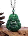 Baikalla Jewelry Jade Guanyin Pendant Necklace Baikalla "Goddess of Compassion" Genuine Burmese Jadeite Jade Happy Buddha Pendant