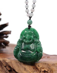 Baikalla Jewelry Jade Guanyin Pendant Necklace Baikalla "Goddess of Compassion" Genuine Burmese Jadeite Jade Happy Buddha Pendant