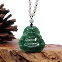 Baikalla Jewelry Jade Guanyin Pendant Necklace Baikalla "Goddess of Compassion" Genuine Burmese Jadeite Jade Happy Buddha Pendant