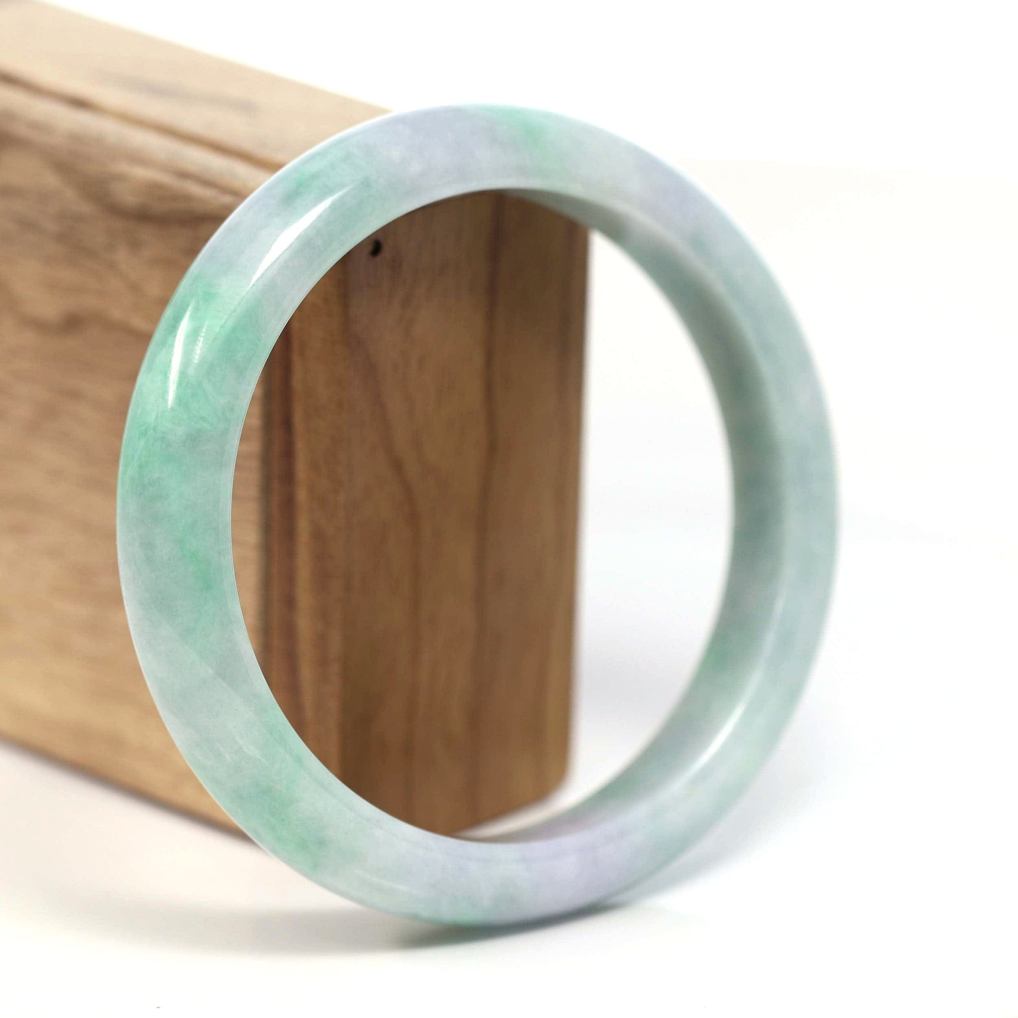 Baikalla Jewelry Jadeite Jade Bangle Bracelet Baikalla Genuine White & Green Burmese Jadeite Jade Bangle Bracelet (62.53mm) #T203