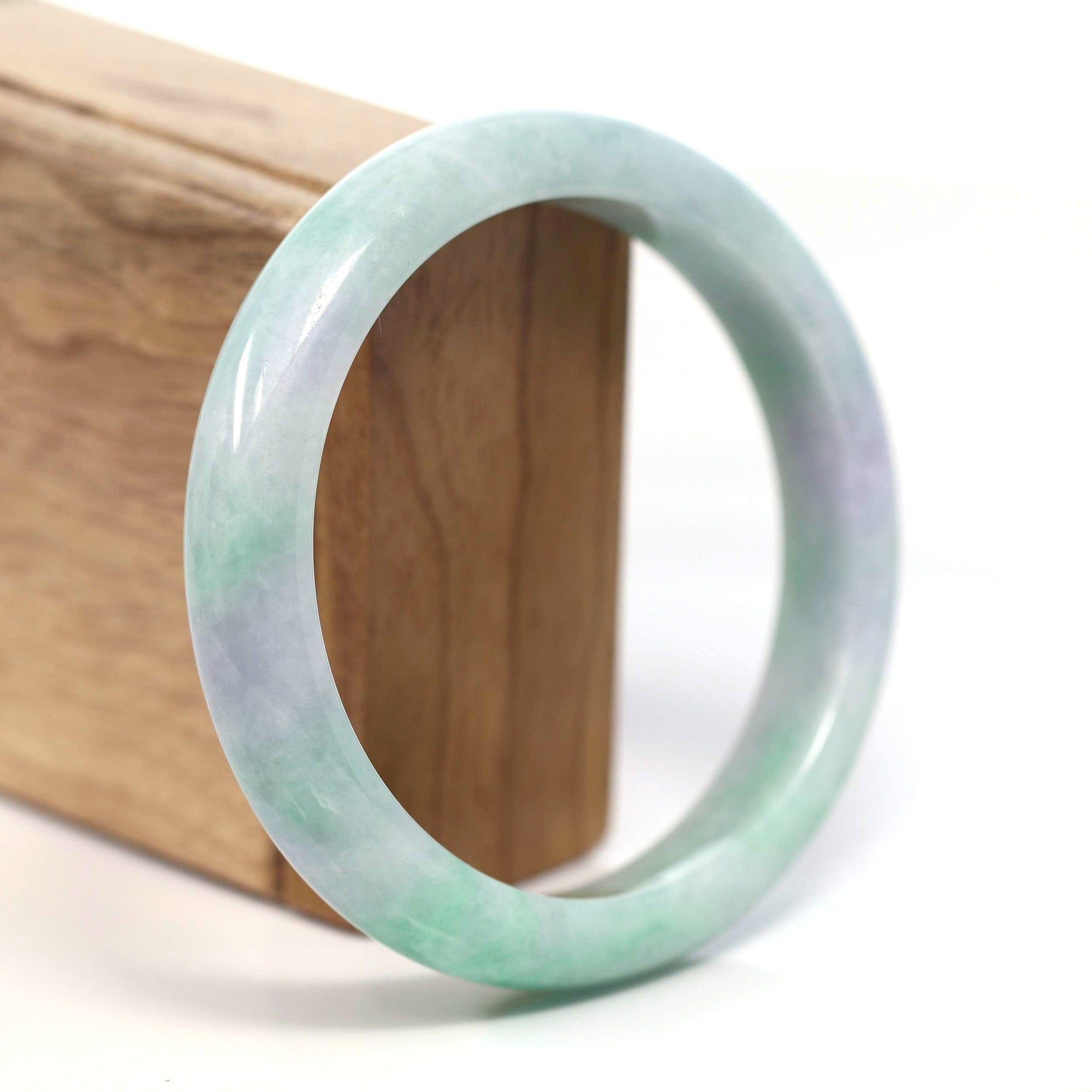 Baikalla Jewelry Jadeite Jade Bangle Bracelet Baikalla Genuine White & Green Burmese Jadeite Jade Bangle Bracelet (62.53mm) #T203