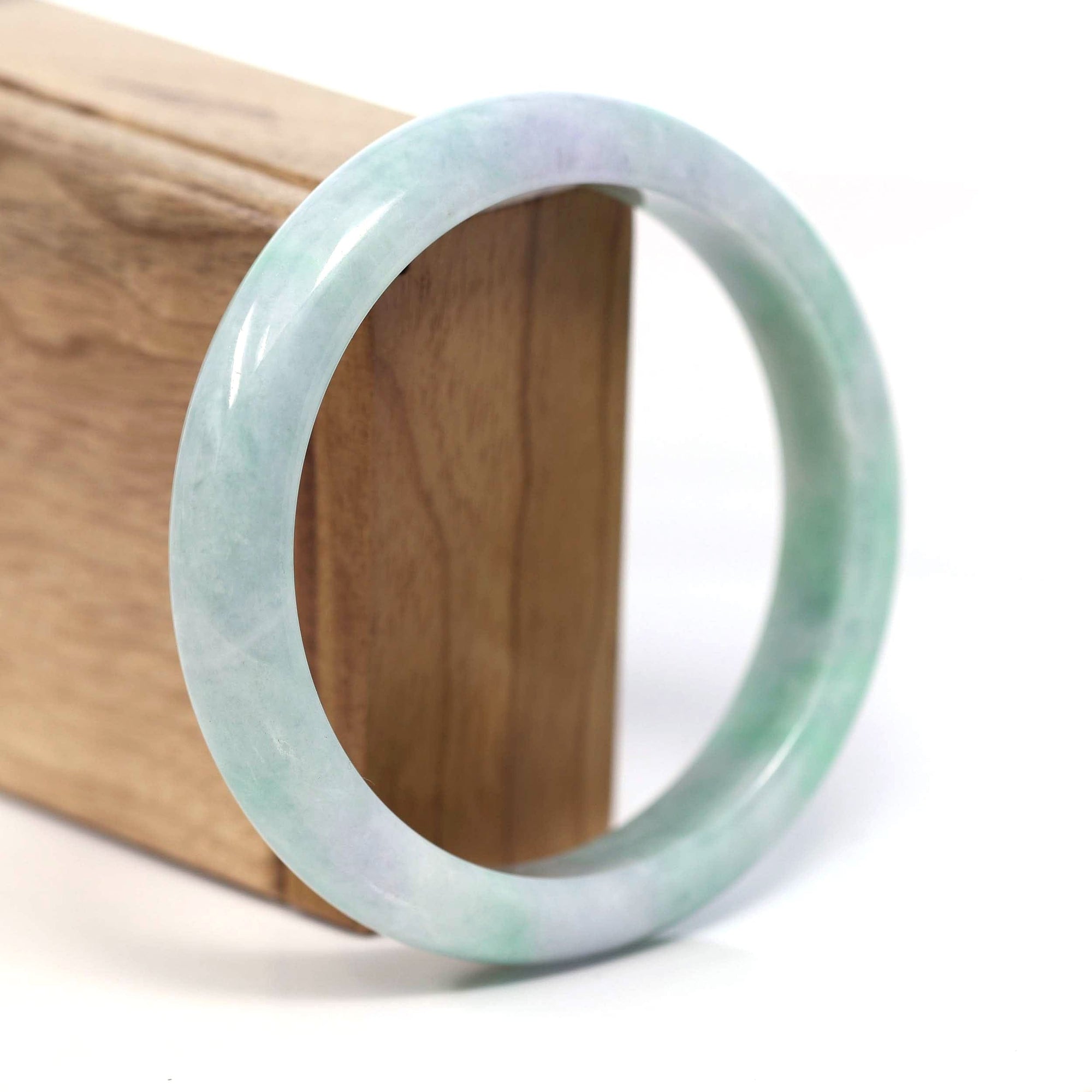 Baikalla Jewelry Jadeite Jade Bangle Bracelet Baikalla Genuine White & Green Burmese Jadeite Jade Bangle Bracelet (62.53mm) #T203