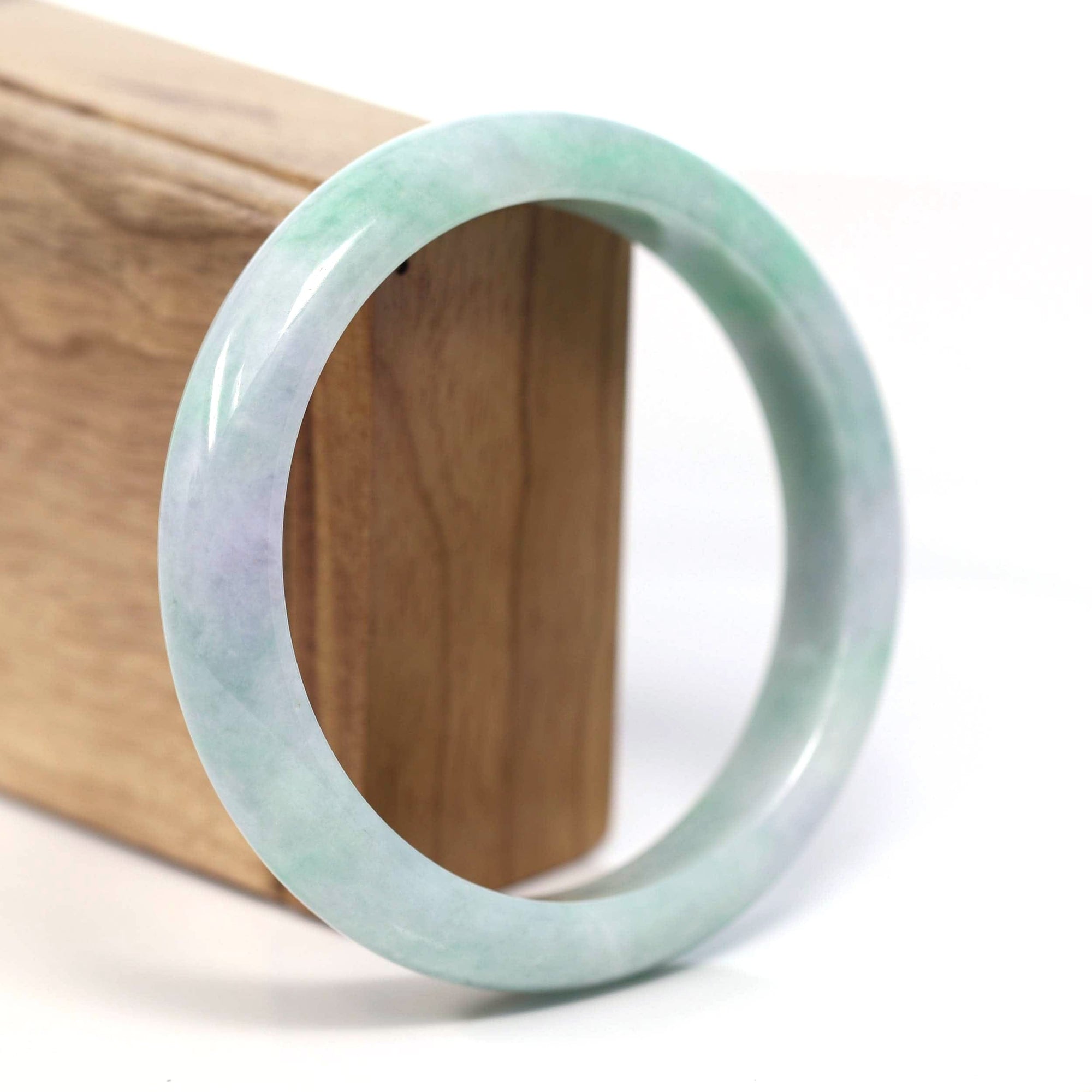 Baikalla Jewelry Jadeite Jade Bangle Bracelet Baikalla Genuine White & Green Burmese Jadeite Jade Bangle Bracelet (62.53mm) #T203