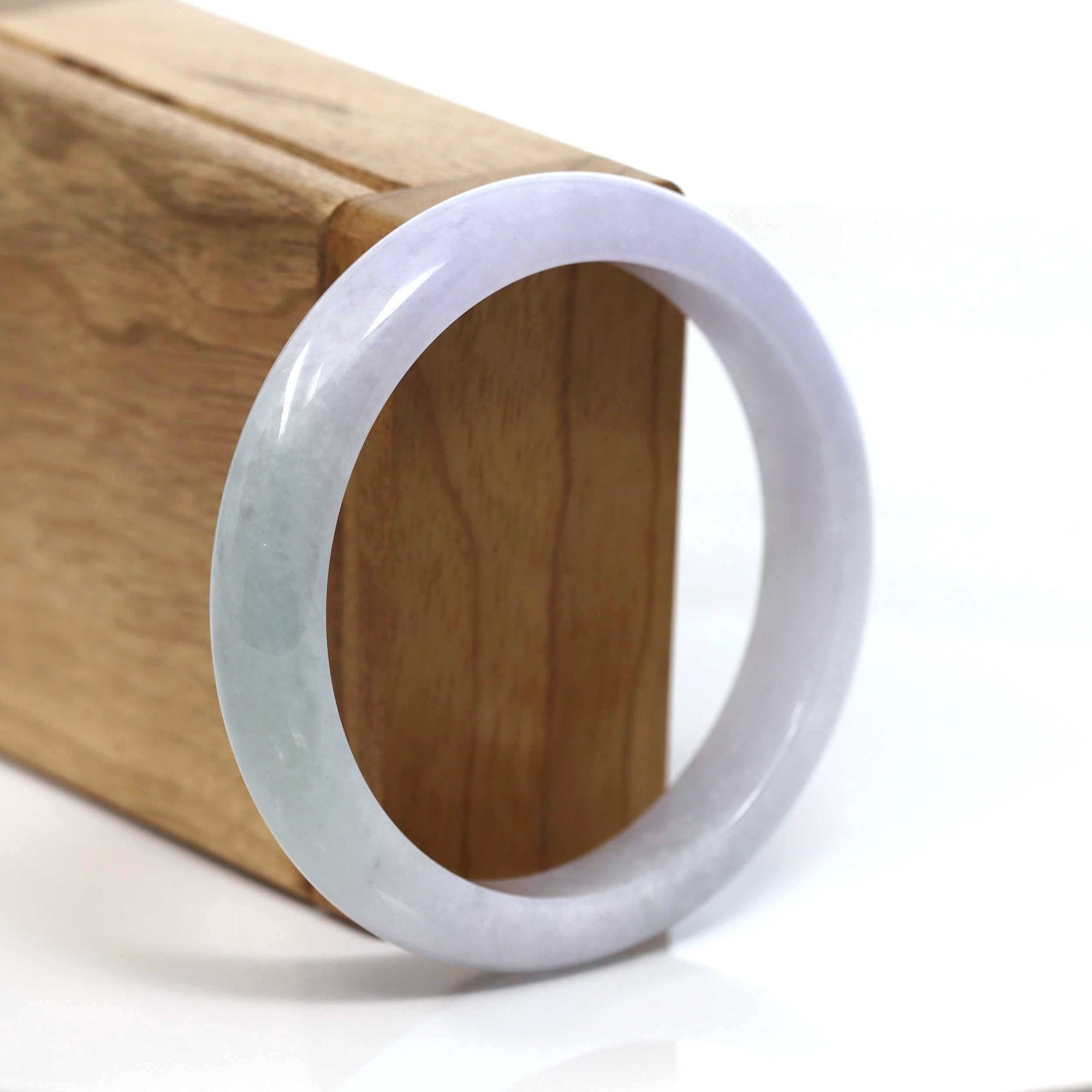 Baikalla Jewelry Jadeite Jade Bangle Bracelet Baikalla "Classic Bangle" Genuine Jadeite Jade Lavender Green Bangle Bracelet (56.97mm) #T218