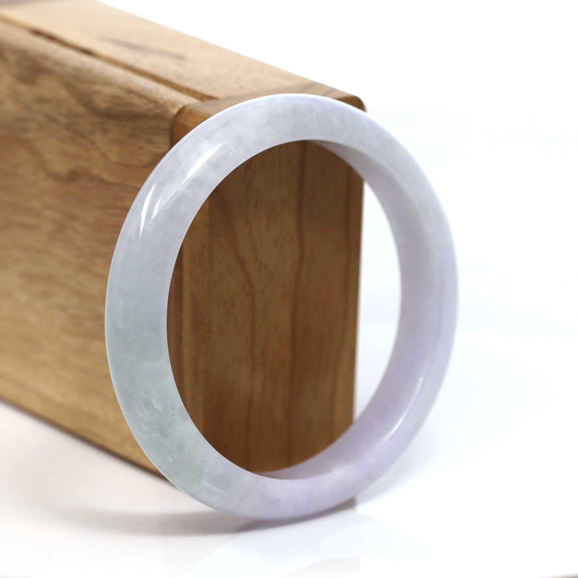 Baikalla Jewelry Jadeite Jade Bangle Bracelet Baikalla "Classic Bangle" Genuine Jadeite Jade Lavender Green Bangle Bracelet (56.97mm) #T218