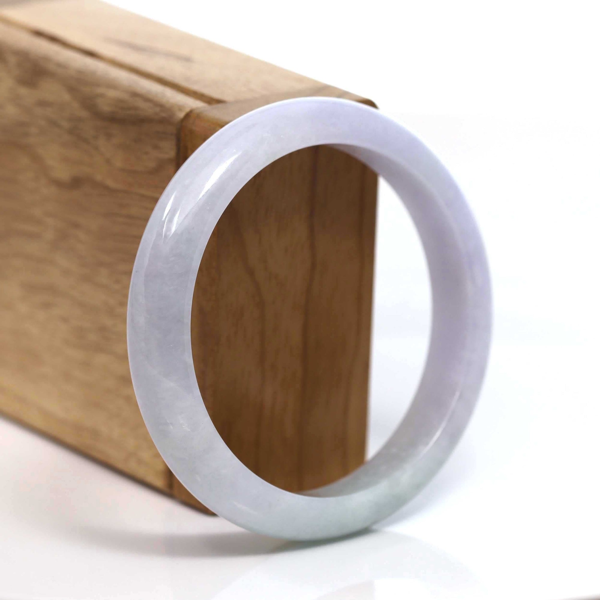 Baikalla Jewelry Jadeite Jade Bangle Bracelet Baikalla "Classic Bangle" Genuine Jadeite Jade Lavender Green Bangle Bracelet (56.97mm) #T218