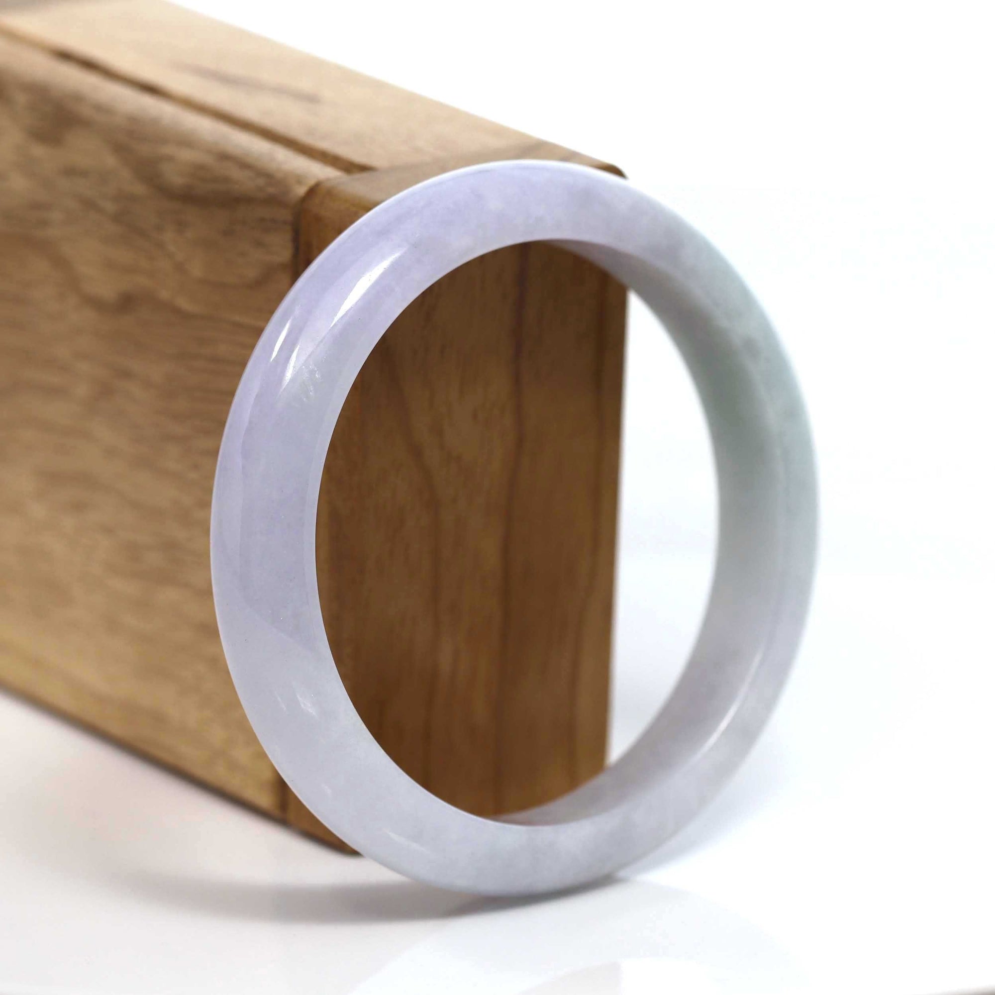 Baikalla Jewelry Jadeite Jade Bangle Bracelet Baikalla "Classic Bangle" Genuine Jadeite Jade Lavender Green Bangle Bracelet (56.97mm) #T218