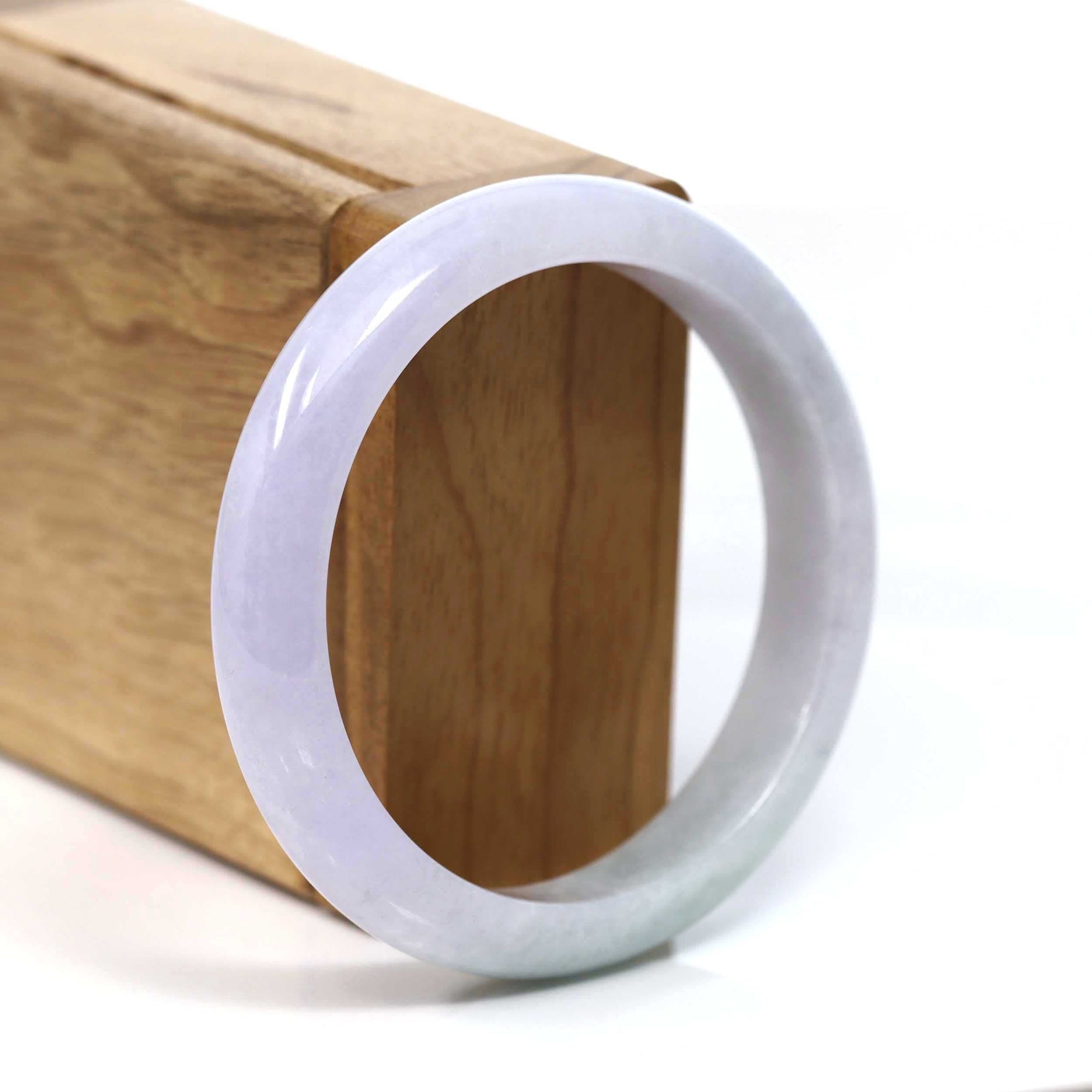 Baikalla Jewelry Jadeite Jade Bangle Bracelet Baikalla "Classic Bangle" Genuine Jadeite Jade Lavender Green Bangle Bracelet (56.97mm) #T218