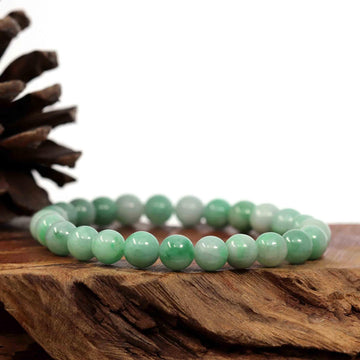 Baikalla Jewelry jade beads bracelet Jadeite Jade 9 mm Round Green Beads Bracelet ( 9 mm )