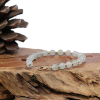 Baikalla Jewelry jade beads bracelet Baikalla High Genuine Ice Jadeite Jade Round Beads Bracelet With 18K Yellow Gold Clasp (6.5mm)