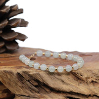 Baikalla Jewelry jade beads bracelet 6.5 inches Baikalla High Genuine Ice Jadeite Jade Round Beads Bracelet With 18K Yellow Gold Clasp (6.5mm)
