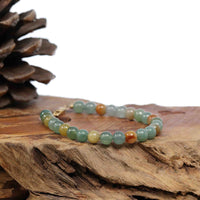 Baikalla Jewelry jade beads bracelet 6.5 inches 18k Gold Multi Color Jadeite Jade Beads Bracelet (6.5 mm)