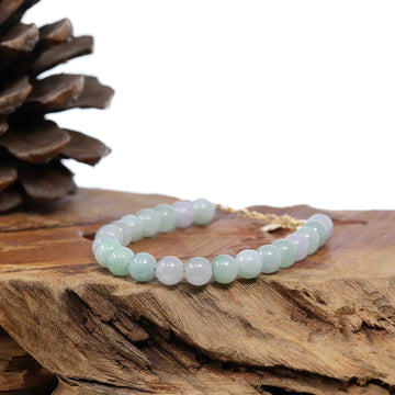 Baikalla Jewelry jade beads bracelet 18k Gold Green Multi Color Jadeite Jade Beads Bracelet (7.5 mm)