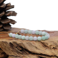 Baikalla Jewelry jade beads bracelet 6.5 inches 18k Gold Green Multi Color Jadeite Jade Beads Bracelet (7.5 mm)