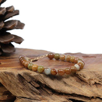 Baikalla Jewelry jade beads bracelet 6.5 inches Baikalla Genuine Red Jadeite Jade Round Beads Bracelet With 18K Yellow Gold Clasp ( 7 mm )