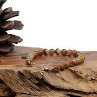 Baikalla Jewelry jade beads bracelet Baikalla Genuine Red Jadeite Jade Round Beads Bracelet With 18K Yellow Gold Clasp ( 7 mm )