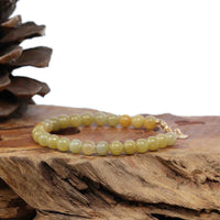 Baikalla Jewelry jade beads bracelet Sterling Silver Yellow Jadeite Jade Beads Bracelet (6.5 mm)