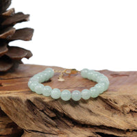 Baikalla Jewelry jade beads bracelet Baikalla Genuine Green Jadeite Jade Bead Bracelet With 18K Yellow Gold Clasp ( 7.5 mm )