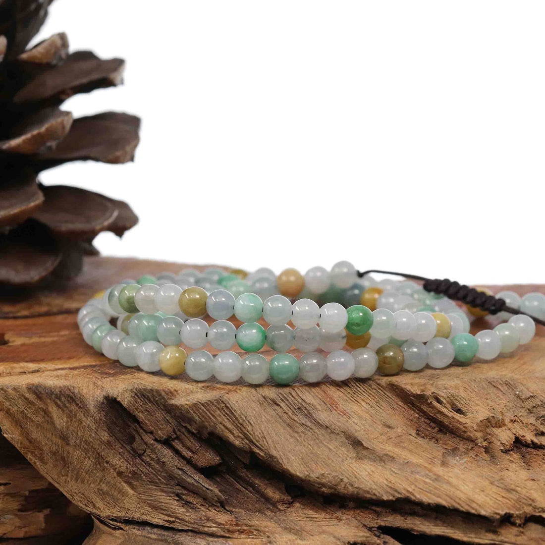 Baikalla Jewelry jade beads bracelet Natural Multi Colored Jadeite Jade 108 Round Beads Buddha Rosary ( 6 mm ) | Necklace & Bracelets 2 in 1