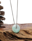 Baikalla Jewelry Jade Pendant Necklace Baikalla "Good Luck Button" Necklace White Green Jadeite Jade Lucky Ping An Kou Pendant