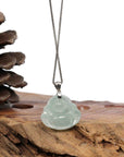 Baikalla Jewelry Jade Buddha Pendant Baikalla™ "Laughing Buddha" Genuine Green Jadeite Buddha Pendant Necklace With Silver  Bail