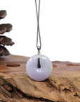 Baikalla Jewelry Gold Jadeite Jade Pendant Necklace "Good Luck Button" Lavender Jadeite Jade Lucky KouKou Pendant With 14K White Gold Bail