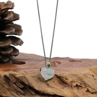 Baikalla Jewelry 18k Gold Jadeite Necklace Baikalla 14K Gold Genuine Burmese Jadeite Jade Heart Pendant with Diamonds