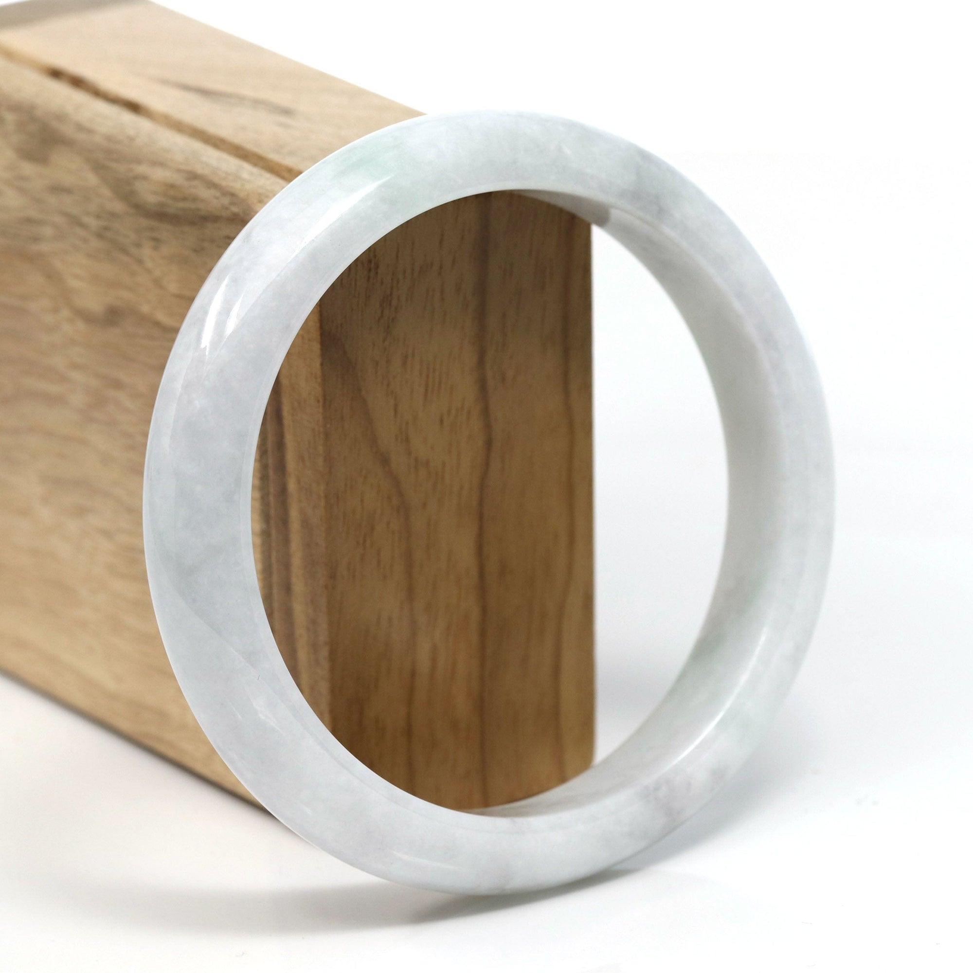 Baikalla Jewelry Jadeite Jade Bangle Bracelet Baikalla™ "Classic" Genuine Jadeite Jade White-Green Bangle Bracelet (62.50mm) 