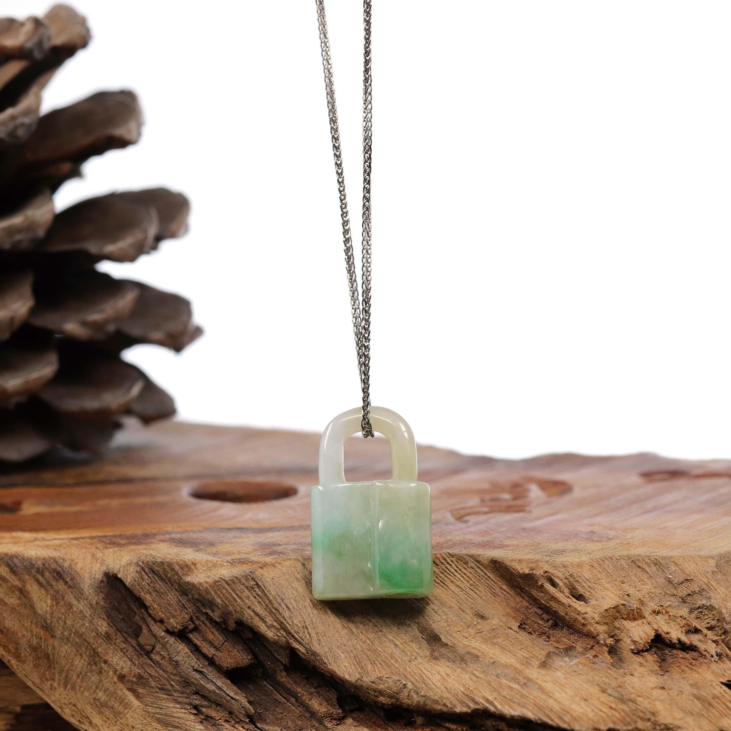 Baikalla Ice and Green Jadeite Jade Lock Necklace Pendant – BKLA
