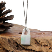 Baikalla Jewelry Jade Pendant Necklace Baikalla Ice White-Green Jadeite Jade Lock Necklace Pendant