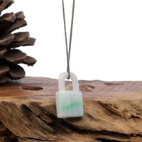 Baikalla Jewelry Jade Pendant Necklace Baikalla Ice White-Green Jadeite Jade Lock Necklace Pendant