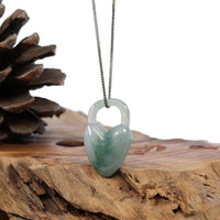 Baikalla Jewelry Jade Pendant Necklace Baikalla Ice Blue-Green Jadeite Jade Heart Lock Necklace Pendant