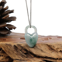 Baikalla Jewelry Jade Pendant Necklace Pedant Only Baikalla Ice Blue-Green Jadeite Jade Heart Lock Necklace Pendant