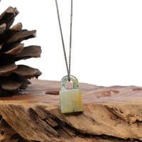 Baikalla Jewelry Jade Pendant Necklace Baikalla Yellow and Ice Jadeite Jade Lock Necklace Pendant