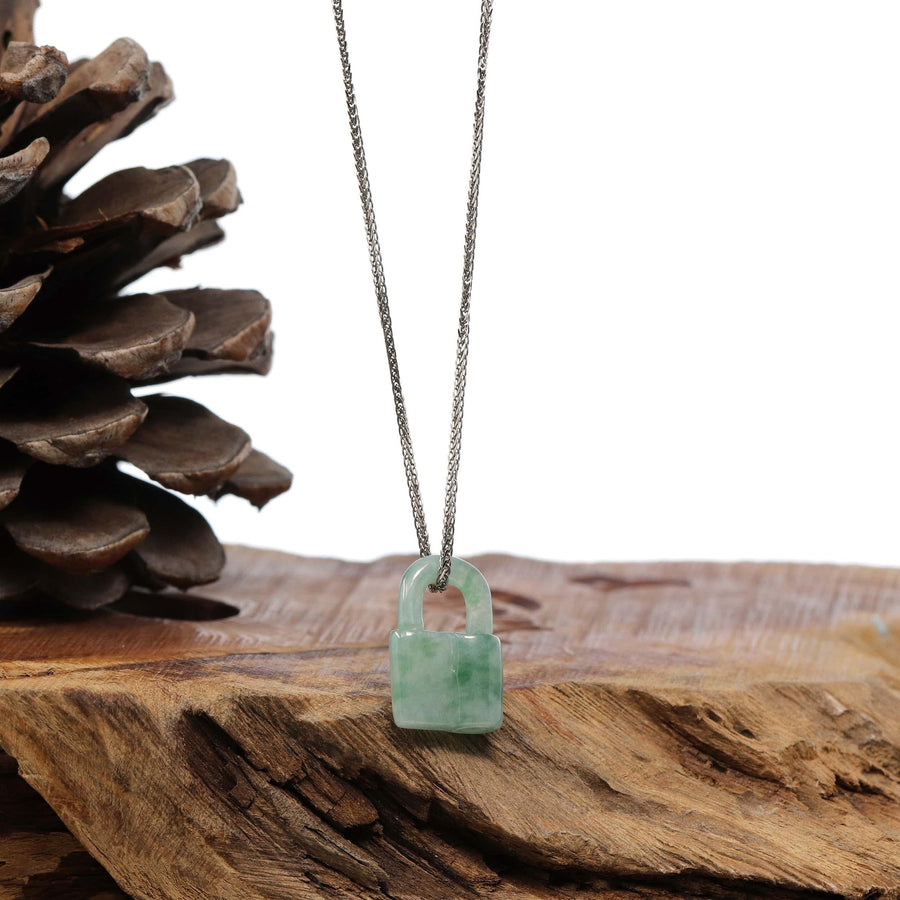 Baikalla Jewelry Jade Pendant Necklace Pedant Only Baikalla Ice Blue-Green Jadeite Jade Lock Necklace Pendant