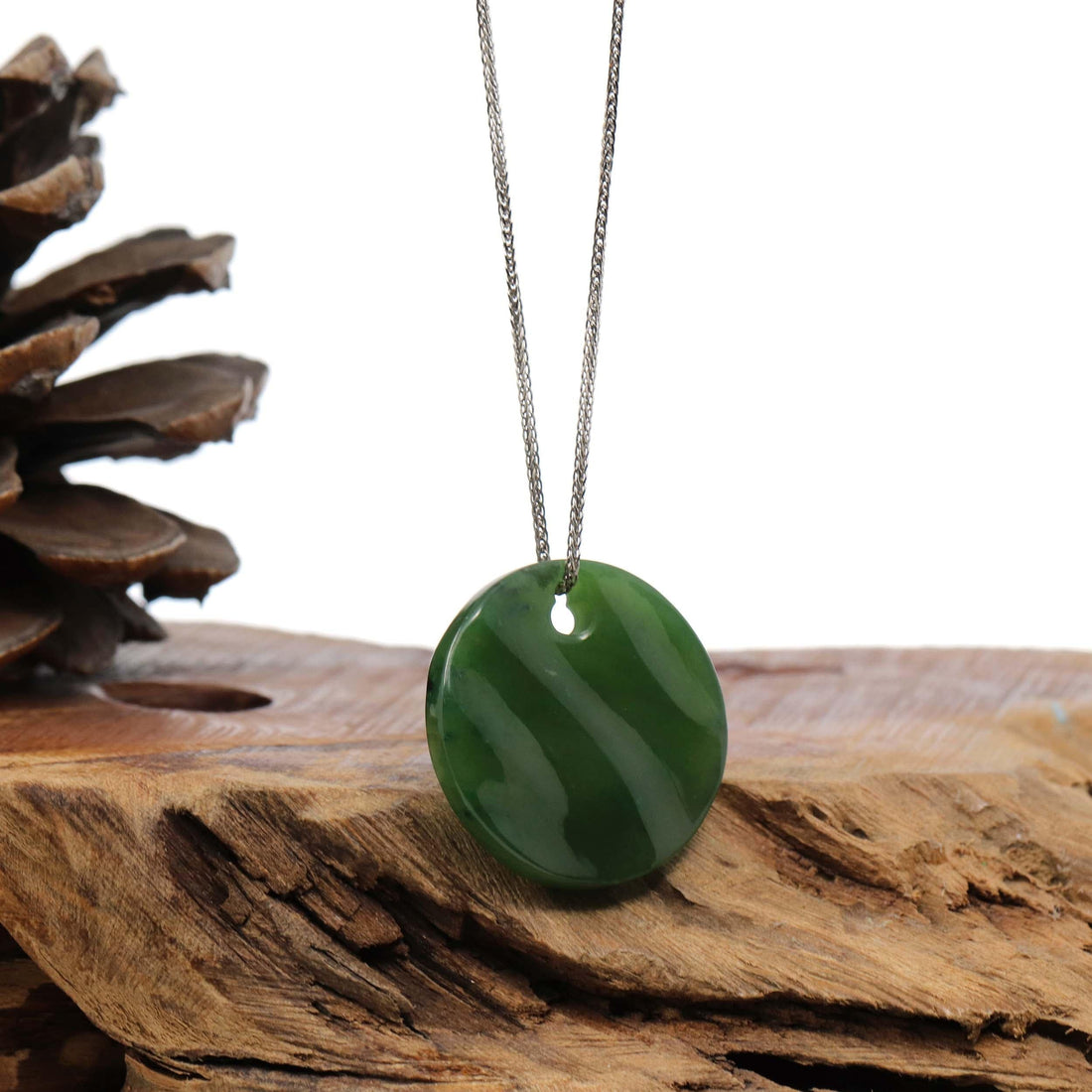 Baikalla Jewelry Jade Pendant Necklace Sterling Silver Nephrite Green Water Pendant Necklace
