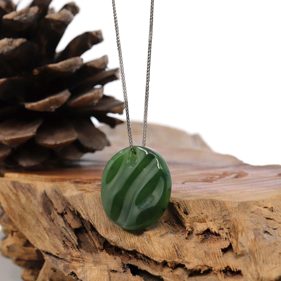 Baikalla Jewelry Jade Pendant Necklace Sterling Silver Nephrite Green Water Pendant Necklace