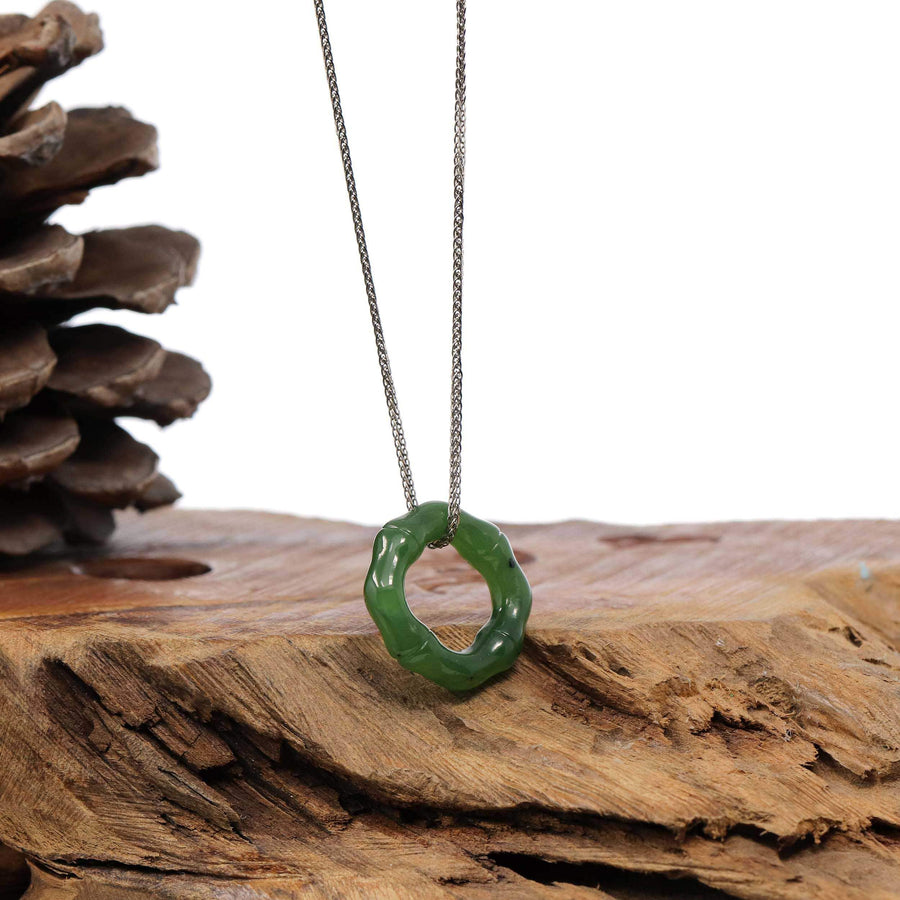 Baikalla Jewelry Jade Pendant Necklace Pedant Only "Good Luck Button" Green Nephrite Jade Pendant Necklace