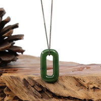 Baikalla Jewelry Jade Pendant Necklace Green Nephrite Infinity Jade Pendant Necklace