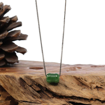 Baikalla Jewelry Jade Pendant Necklace Baikalla™ "Good Luck Button" Nephrite Green Jade Lucky TongTong Pendant Necklace