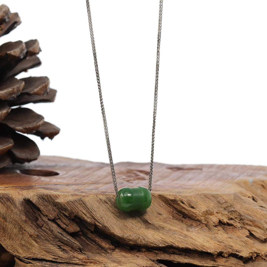 Baikalla Jewelry Jade Pendant Necklace Baikalla™ "Good Luck Button" Nephrite Green Jade Lucky TongTong Pendant Necklace