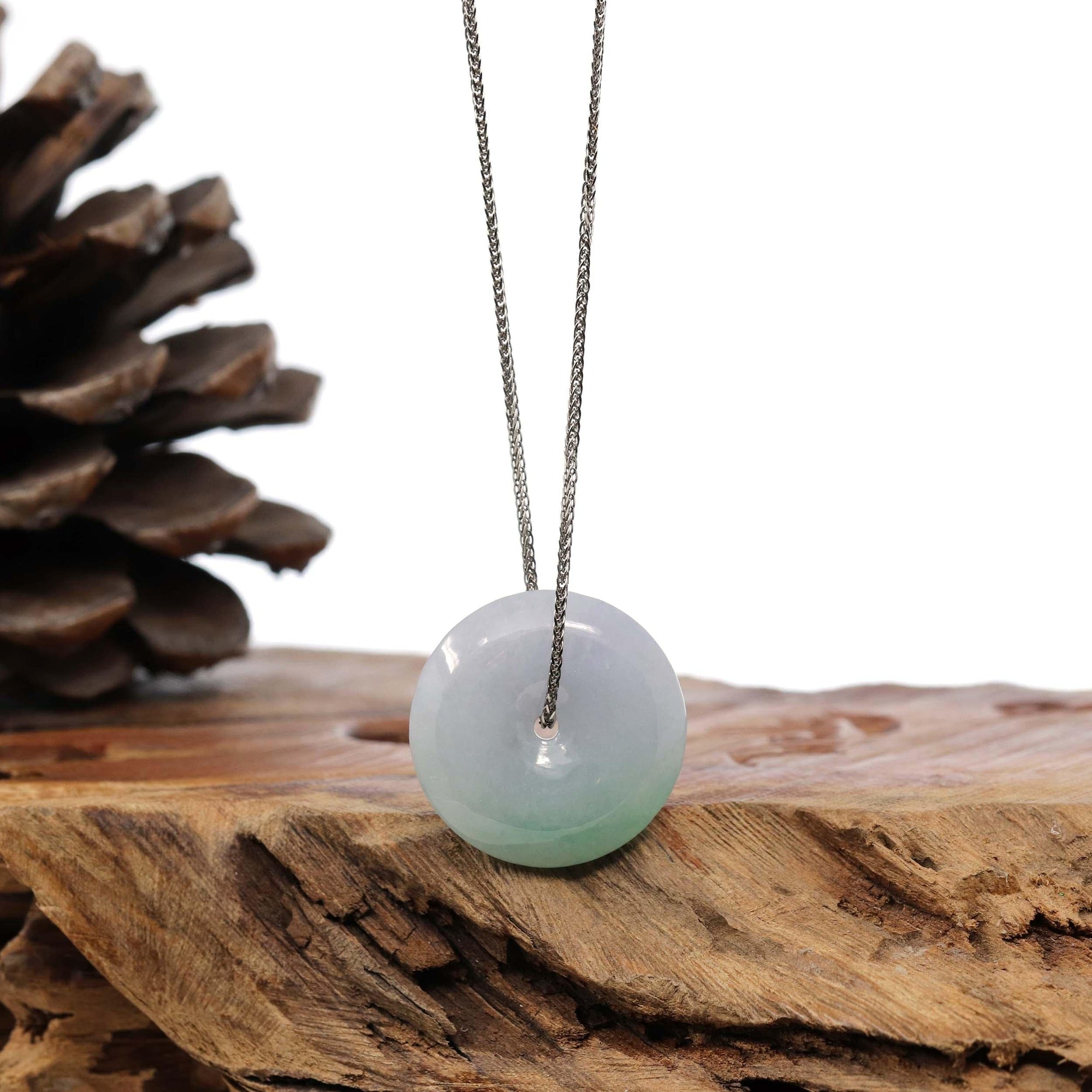 Baikalla Jewelry Jade Pendant Necklace Baikalla "Good Luck Button" Necklace Lavender Jadeite Jade Lucky Ping An Kou Pendant